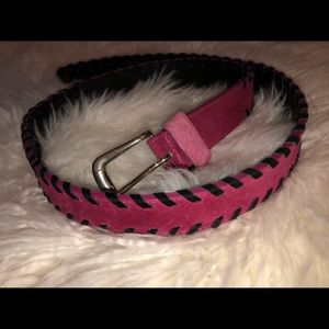 Suede Pink with black threads belt